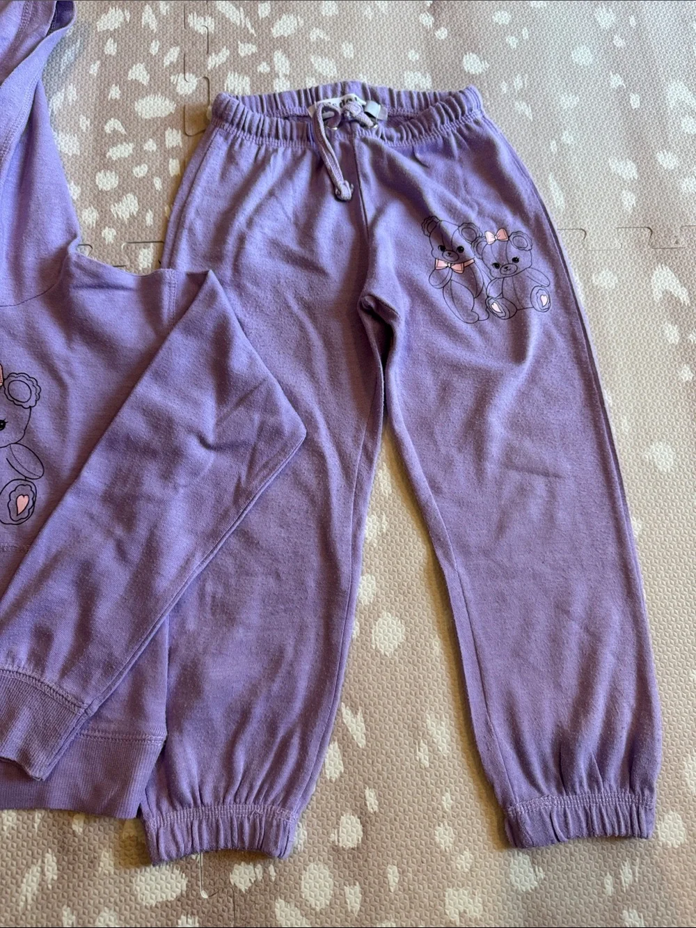 Girls Do Too Lavender Teddy Bear Hoodie & Jogger Sweat Set Size 5 Cute Cozy